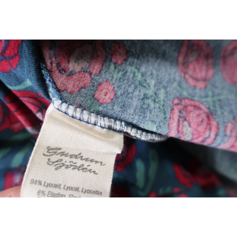 Gudrun Sjoden Floral Print Dress L Jersey Knit Lyocell Stretch Long Sleeve Boho - Picture 12 of 12
